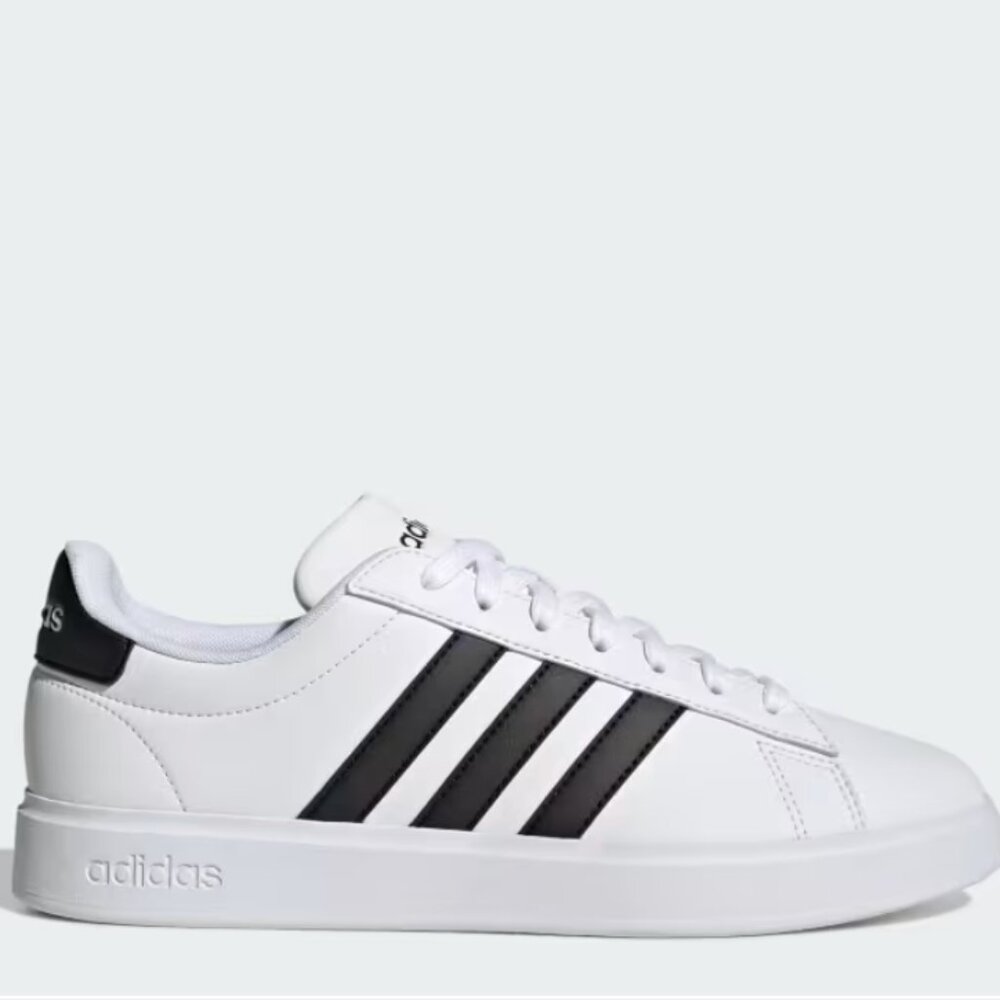 ADIDAS Grand Court Black & White Leather Great Used Condition 9.5 F36392